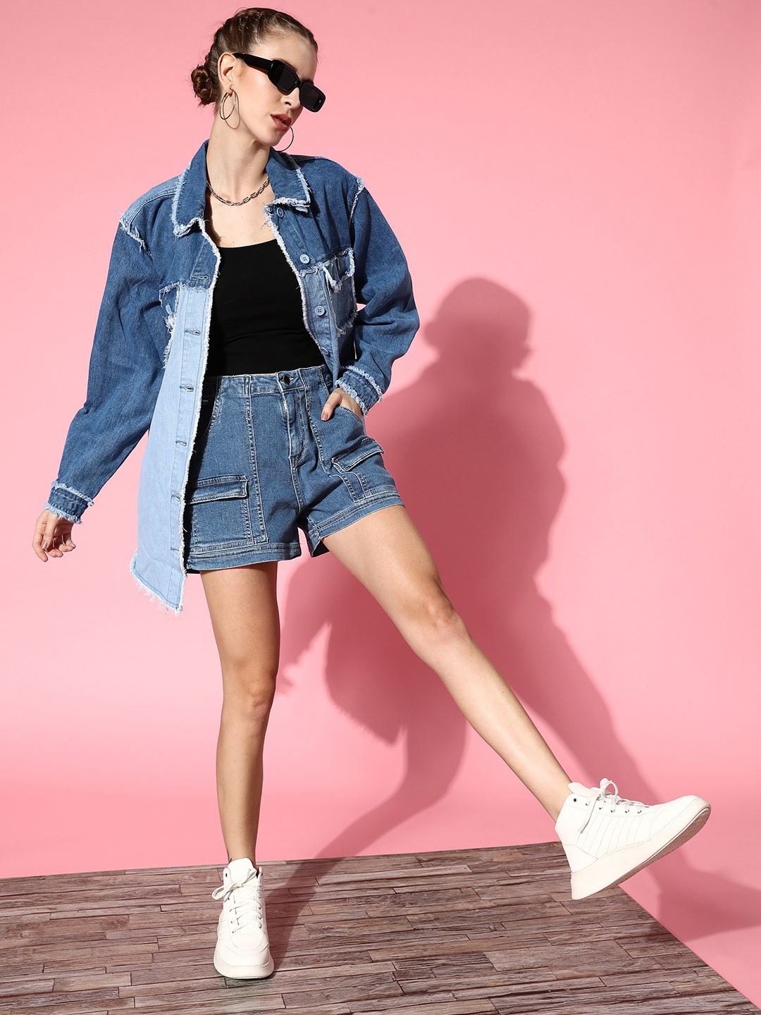 

4WRD by Dressberry Women Stylish Blue Solid Summer Shorts