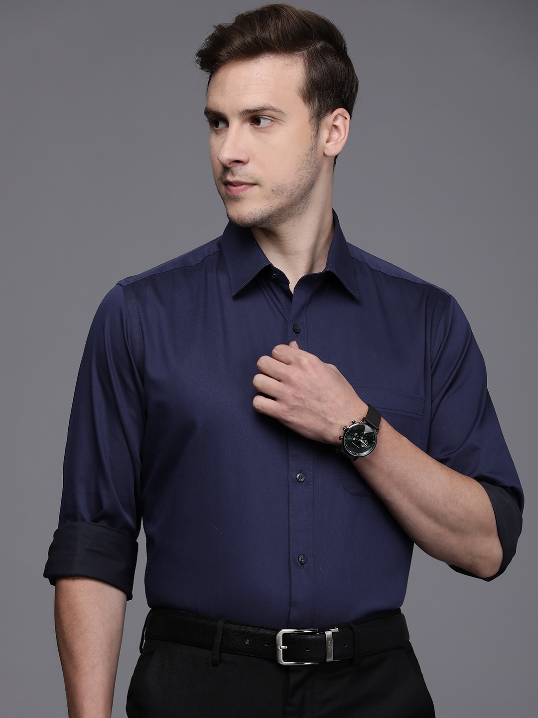 

Raymond Men Navy Blue Slim Fit Formal Shirt
