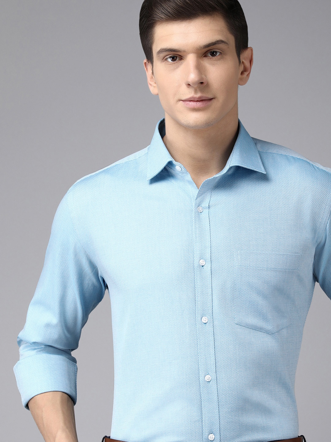 

Park Avenue Men Blue Textured Slim Fit Formal Shirt