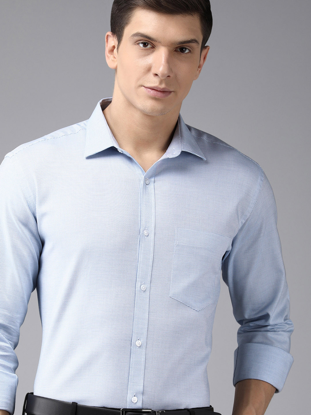 

Park Avenue Men Light Blue Slim Fit Printed Pure Cotton Formal Shirt