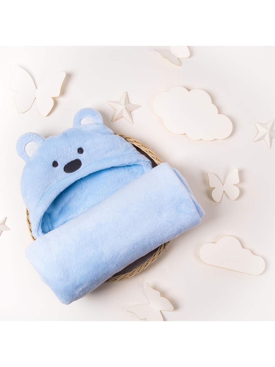 

KICKS & CRAWL Blue & Grey Mild Winter 150 GSM Single Bed Blanket