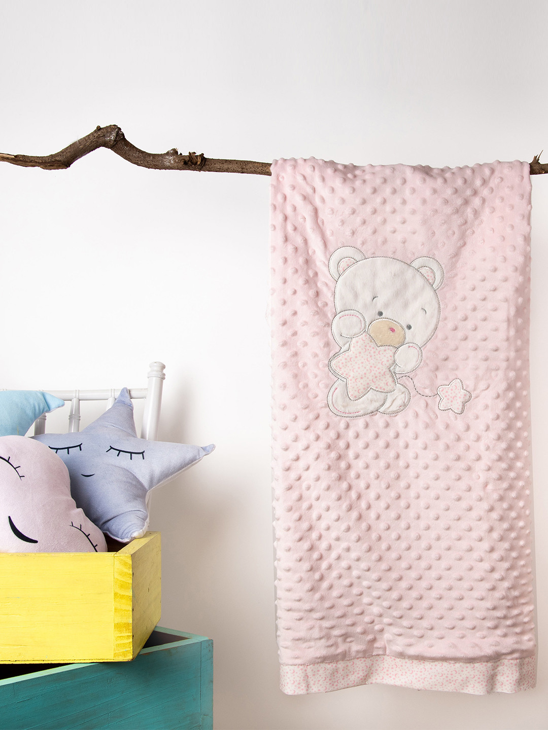 

KICKS & CRAWL Kids Pink & White Cartoon Characters Mild Winter 150 GSM Single Bed Blanket