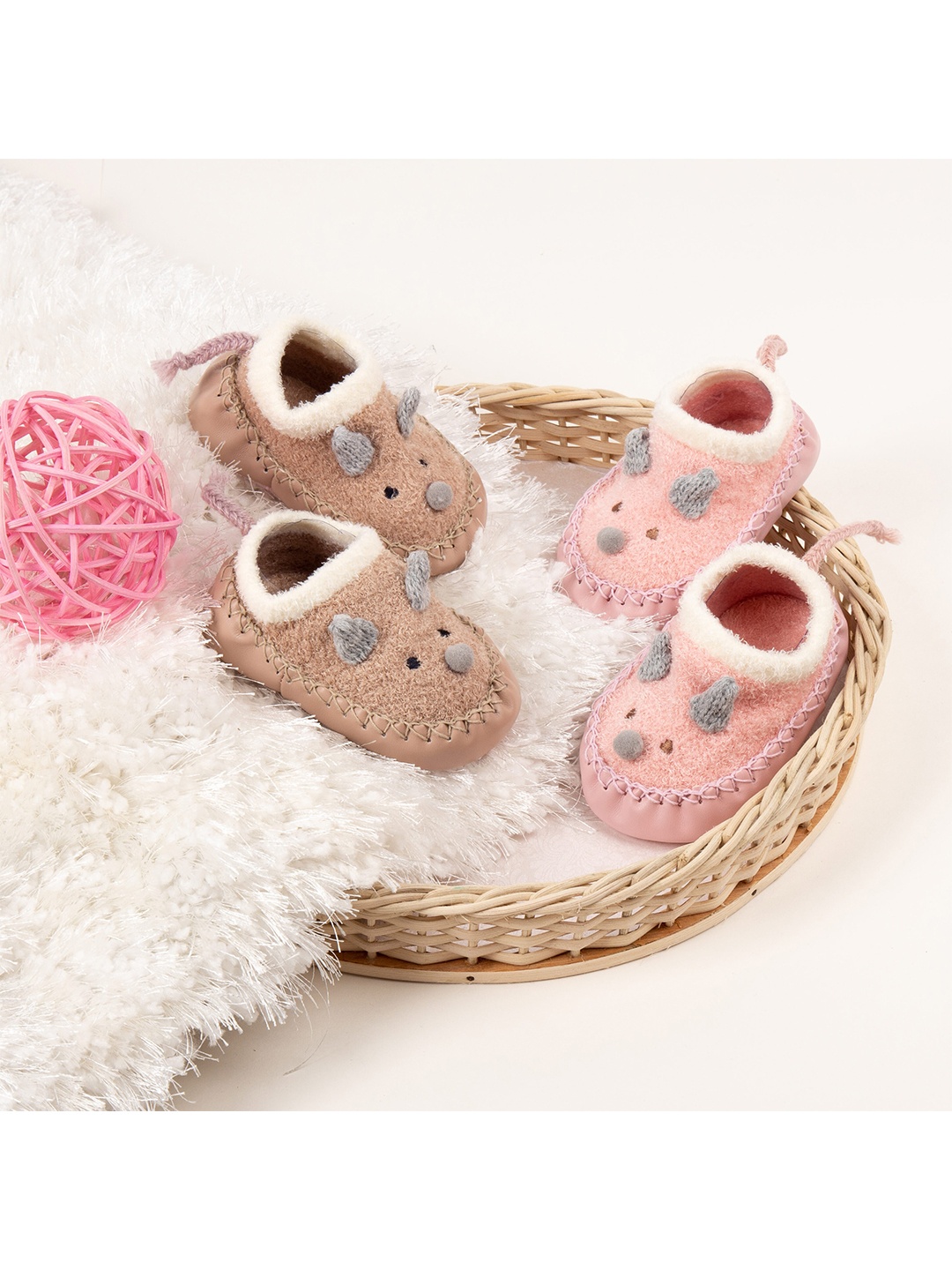 

KICKS & CRAWL Infants Kids Pack of 2 Pink & Peach Patterned Socks