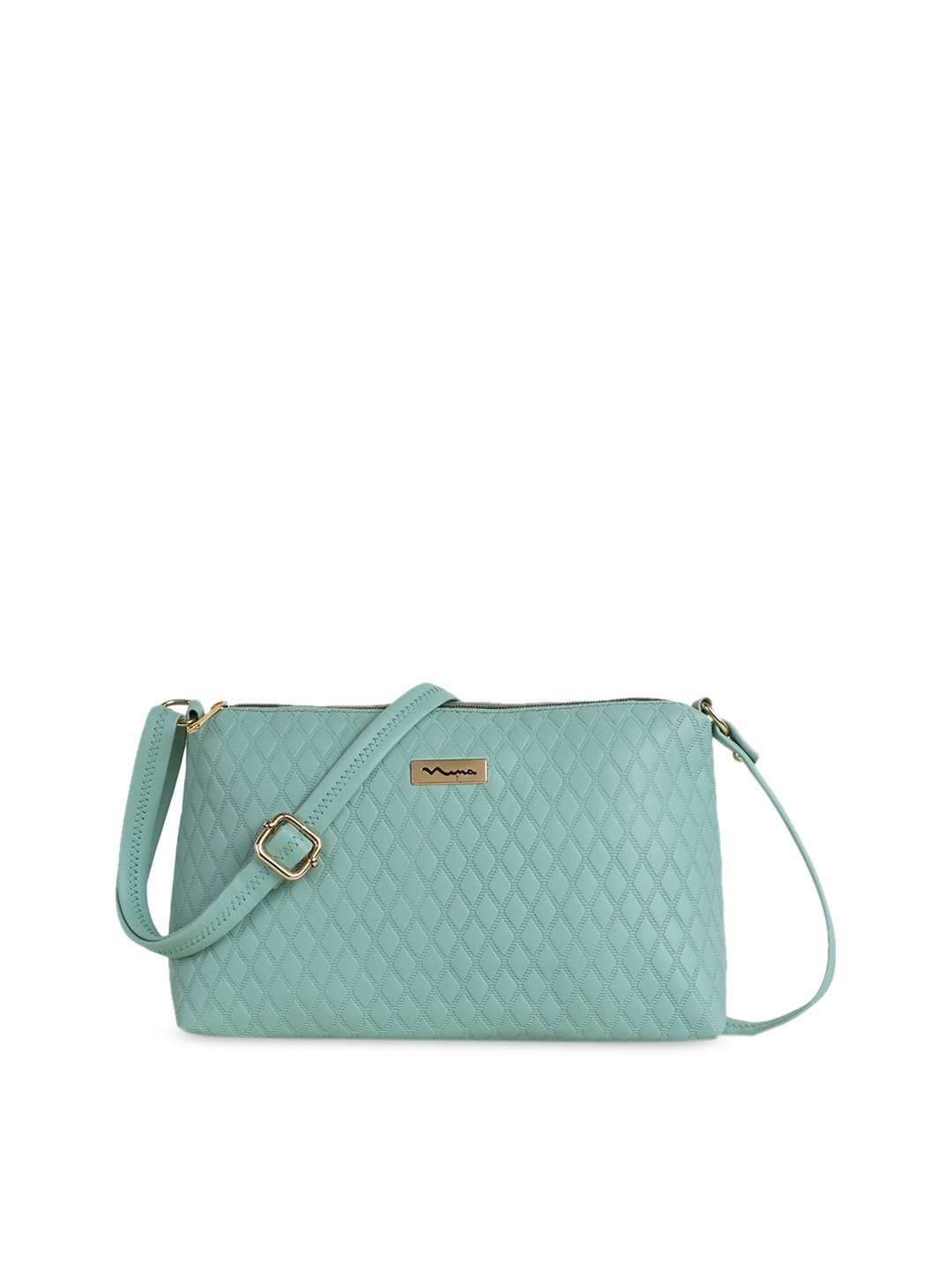 

SHINING STAR Green Textured PU Structured Sling Bag with Quilted