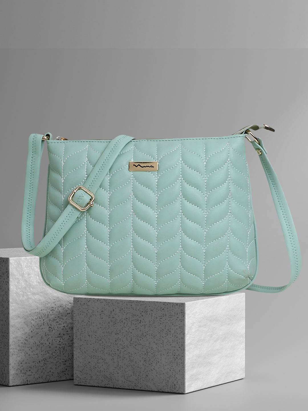 

SHINING STAR Green Textured PU Structured Sling Bag