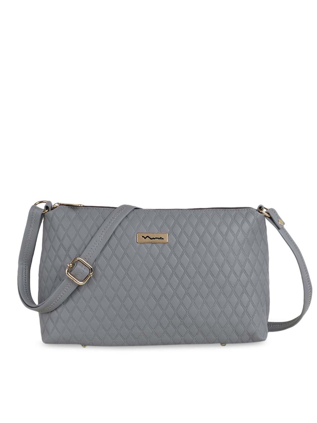 

SHINING STAR Grey Textured PU Structured Sling Bag with Quilted