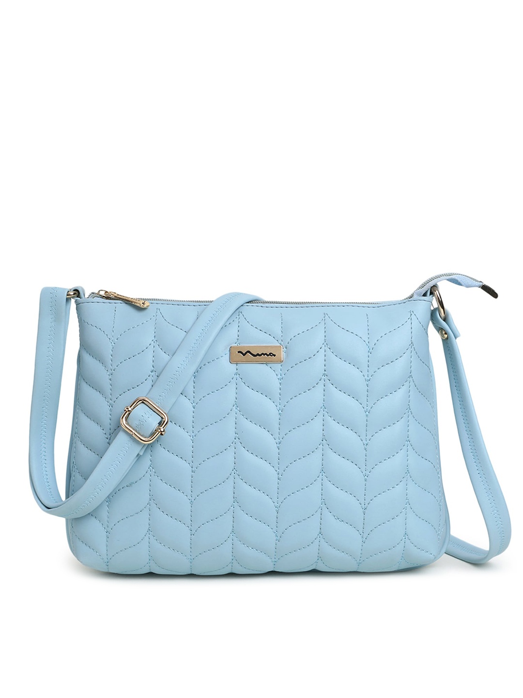 

SHINING STAR Blue Embellished PU Structured Sling Bag with Quilted