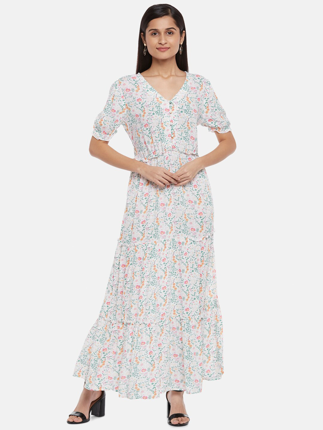 

Honey by Pantaloons White Floral Ethnic Maxi Dress