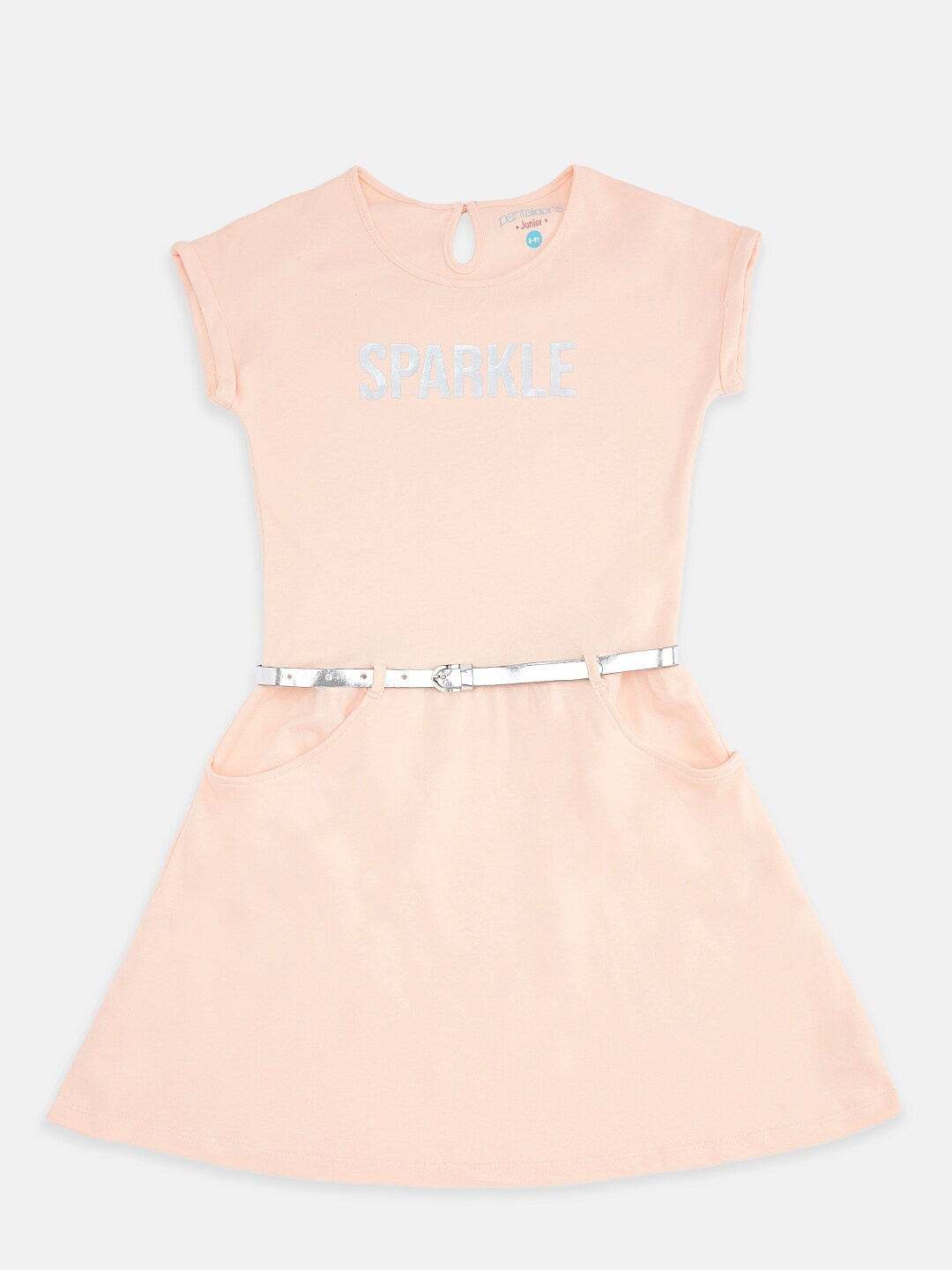 

Pantaloons Junior Peach-Coloured Pure Cotton A-Line Dress