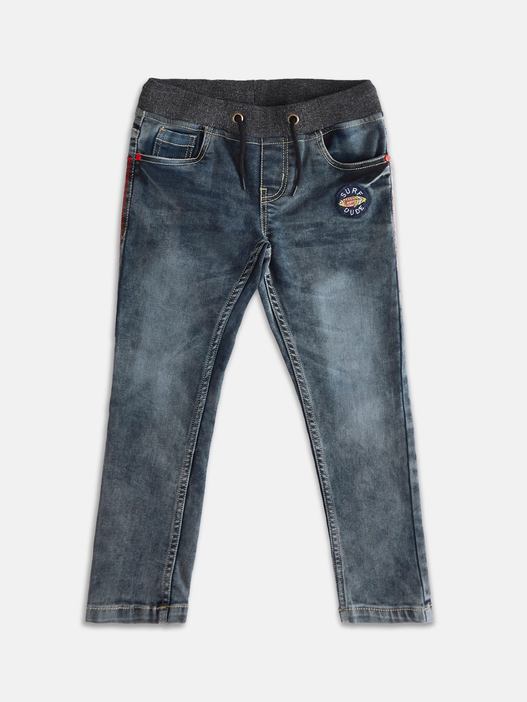 

Pantaloons Junior Boys Blue Tapered Fit Light Fade Cotton Jeans
