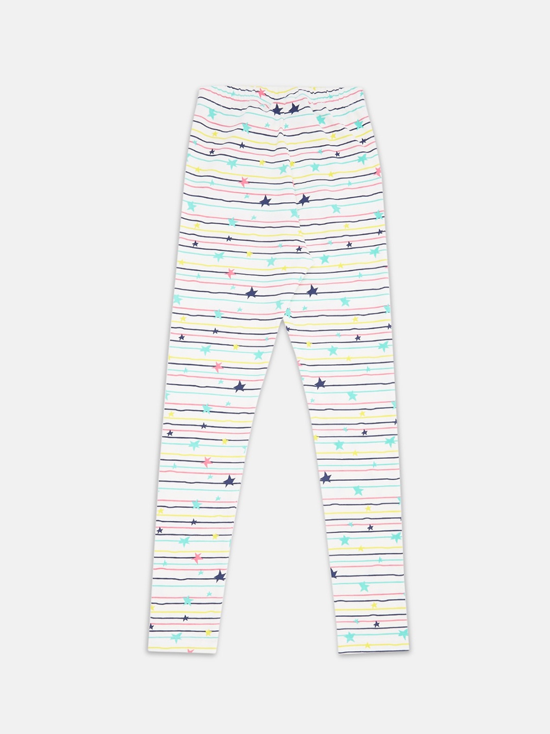 

Pantaloons Junior Girls Off White & Blue Striped Ankle Length Leggings
