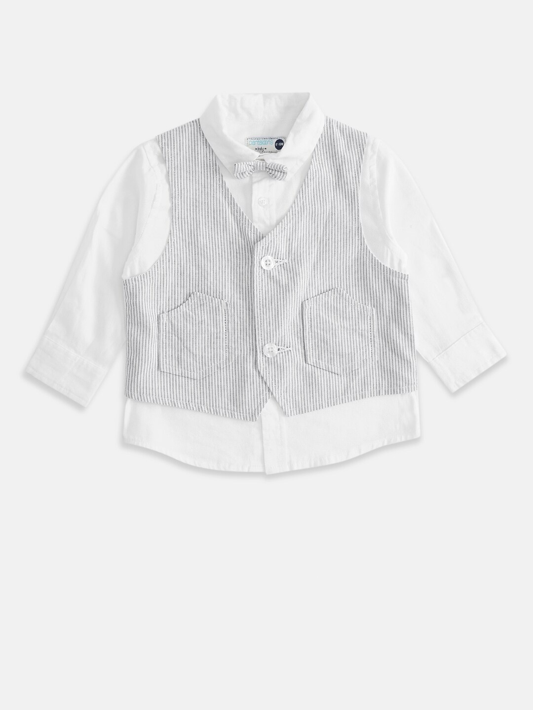 

Pantaloons Baby Boys White Pure Cotton Party Shirt