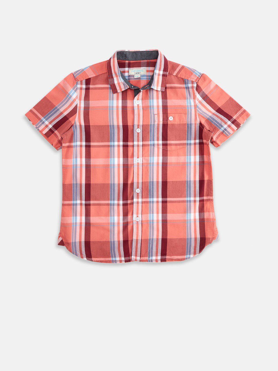 

Pantaloons Junior Boys Coral Tartan Checks Checked Regular Fit Pure Cotton Casual Shirt