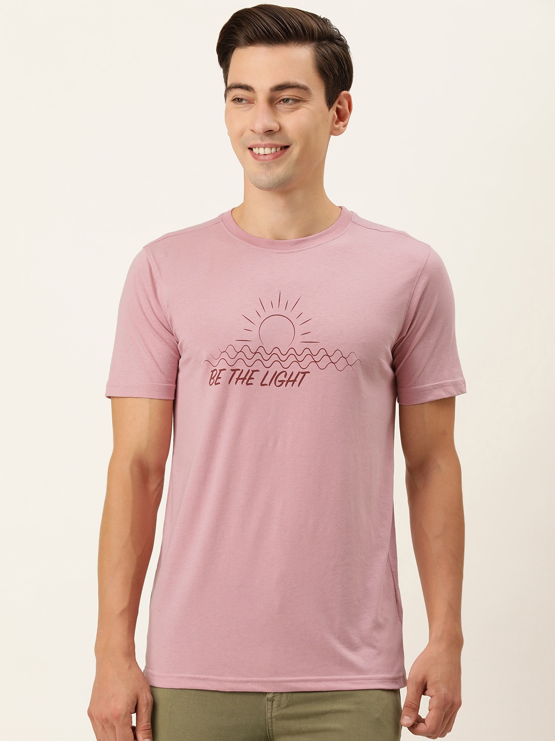 

FOREVER 21 Men Pink & Brown Printed T-shirt