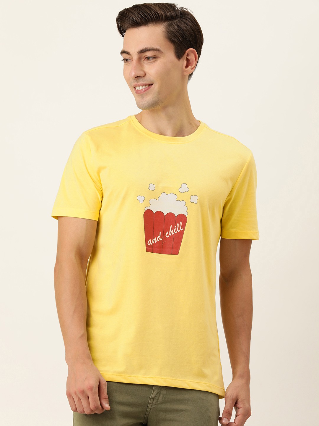 

FOREVER 21 Men Yellow & Red Printed T-shirt