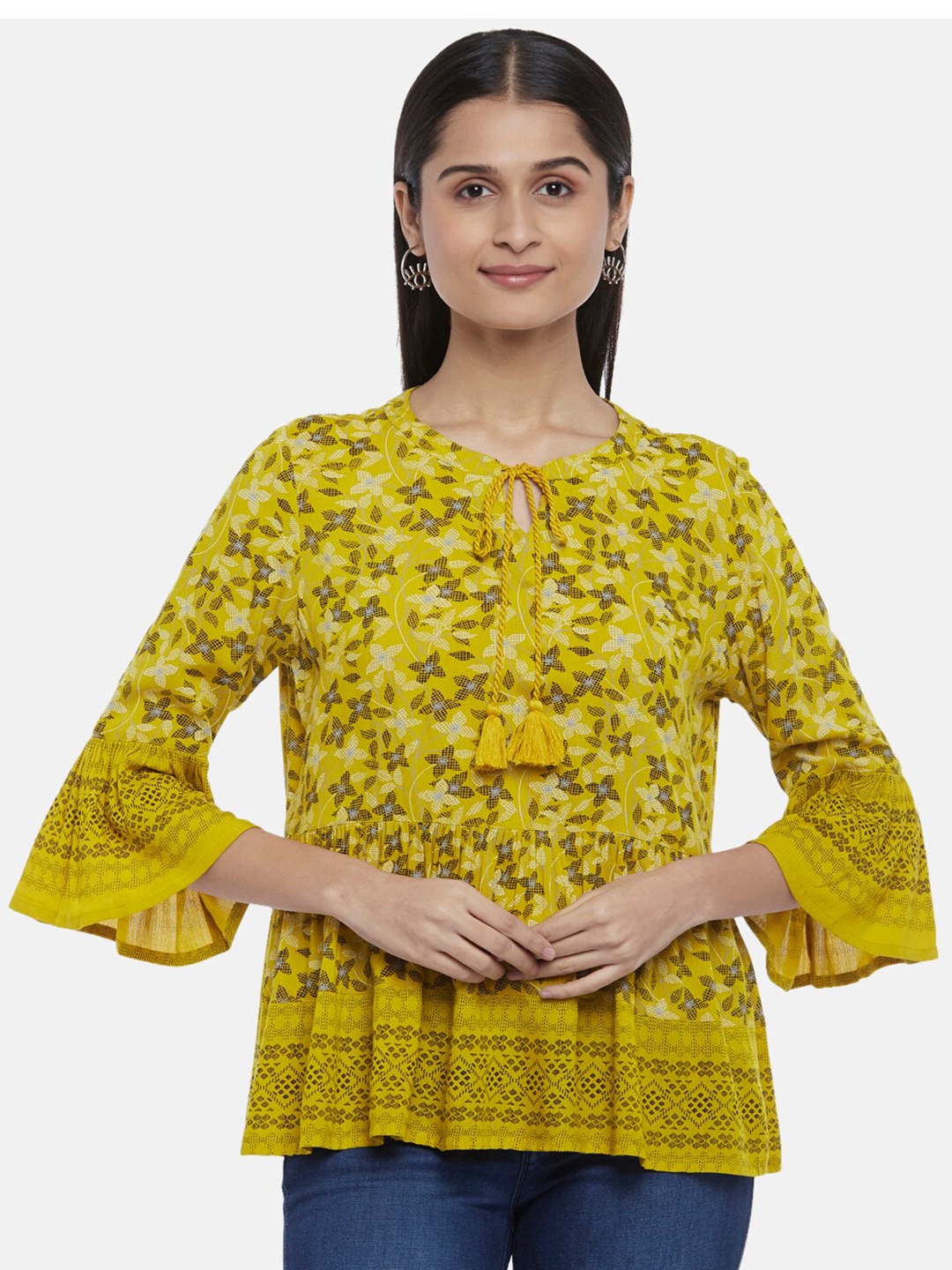 

People Mustard Yellow Print Top