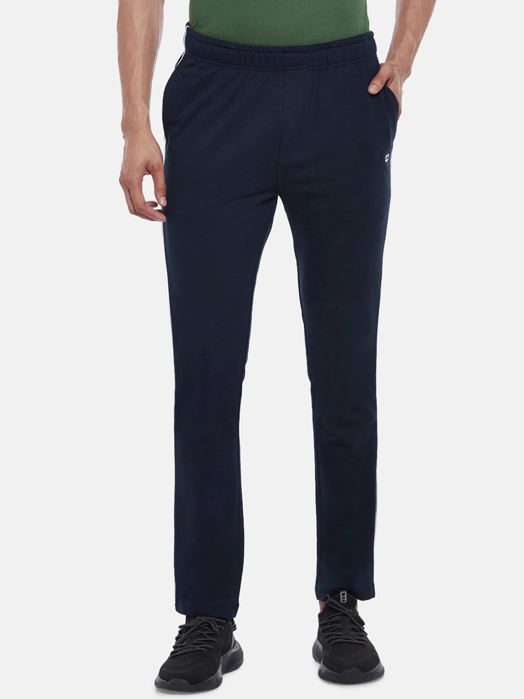 

Ajile by Pantaloons Men Navy Blue Solid Pure Cotton Slim-Fit Track Pants