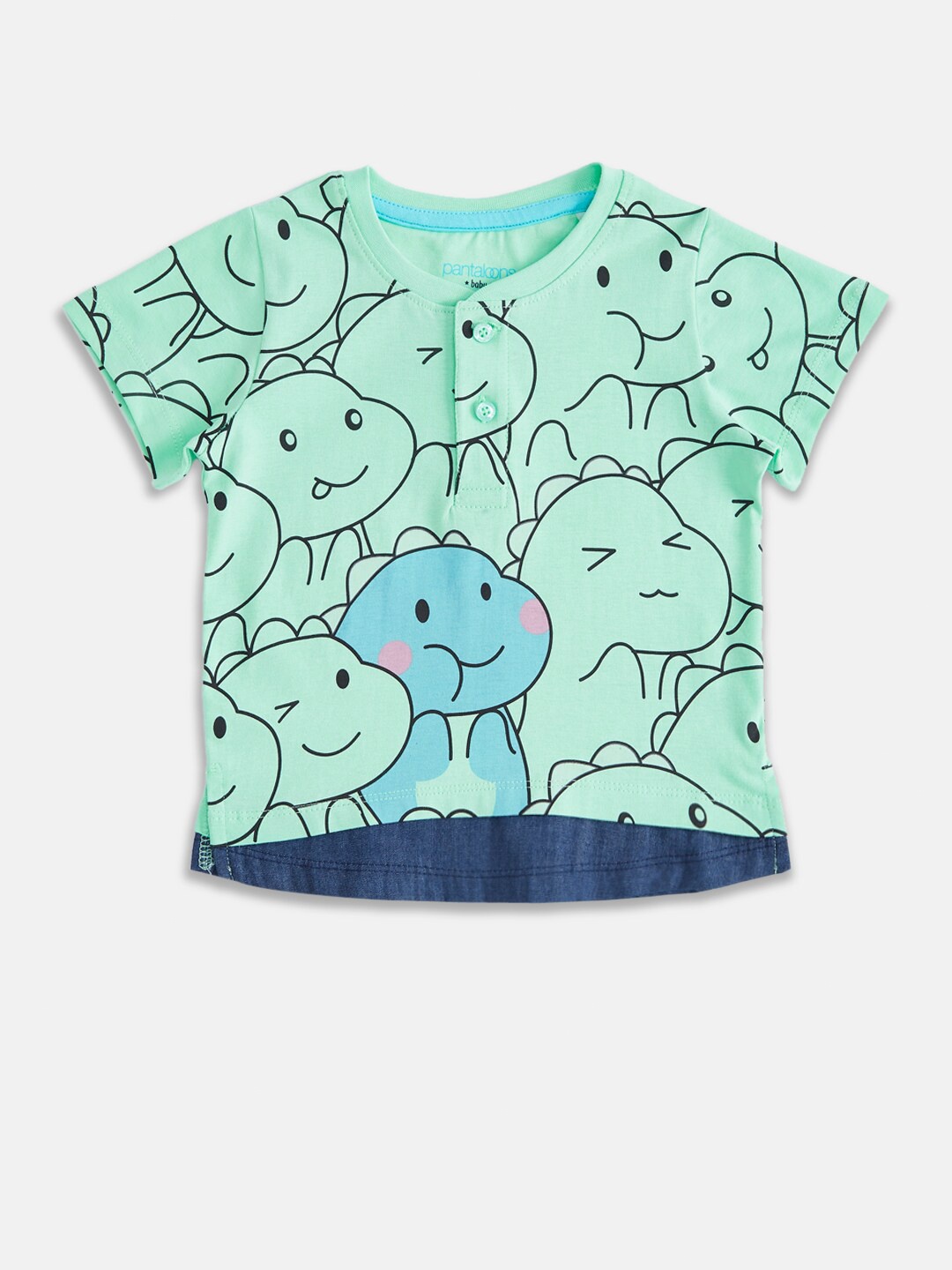 

Pantaloons Baby Boys Green Printed Pure Cotton T-shirt