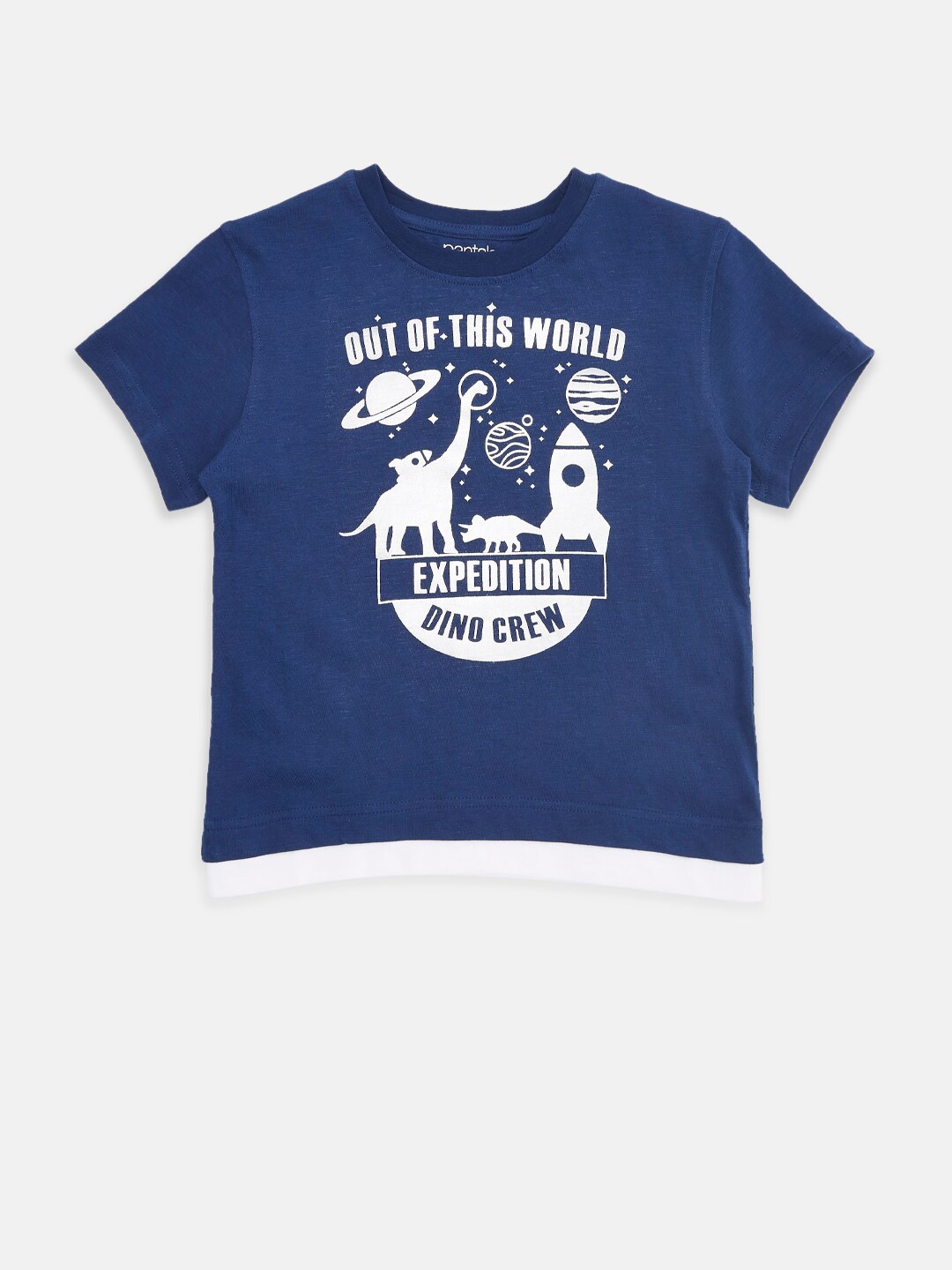

Pantaloons Junior Boys Navy Blue Sports Printed Pure Cotton T-shirt