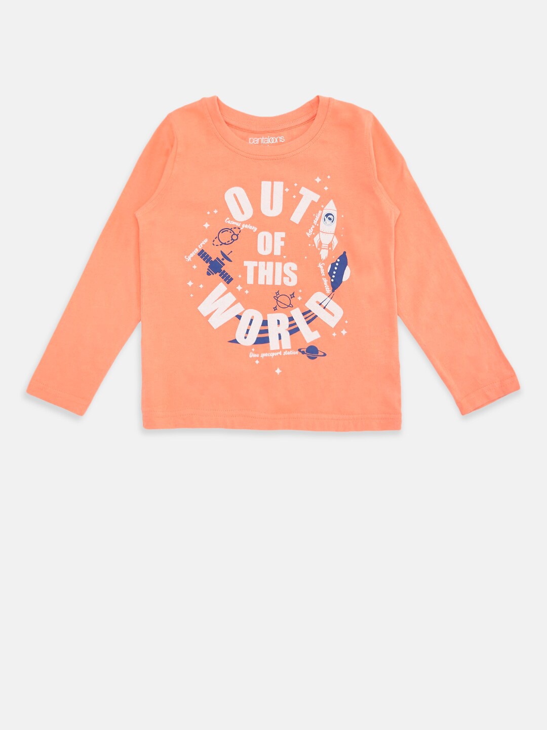 

Pantaloons Junior Boys Orange Typography Printed Pure Cotton T-shirt