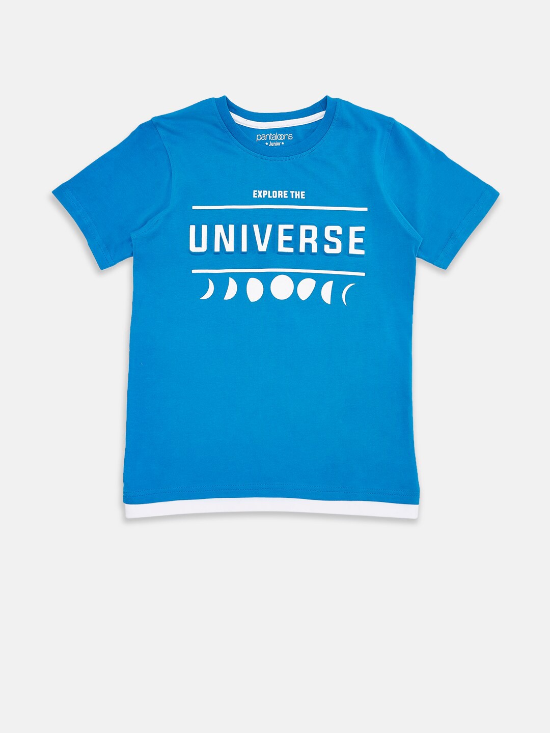 

Pantaloons Junior Boys Blue Typography Printed Pure Cotton T-shirt