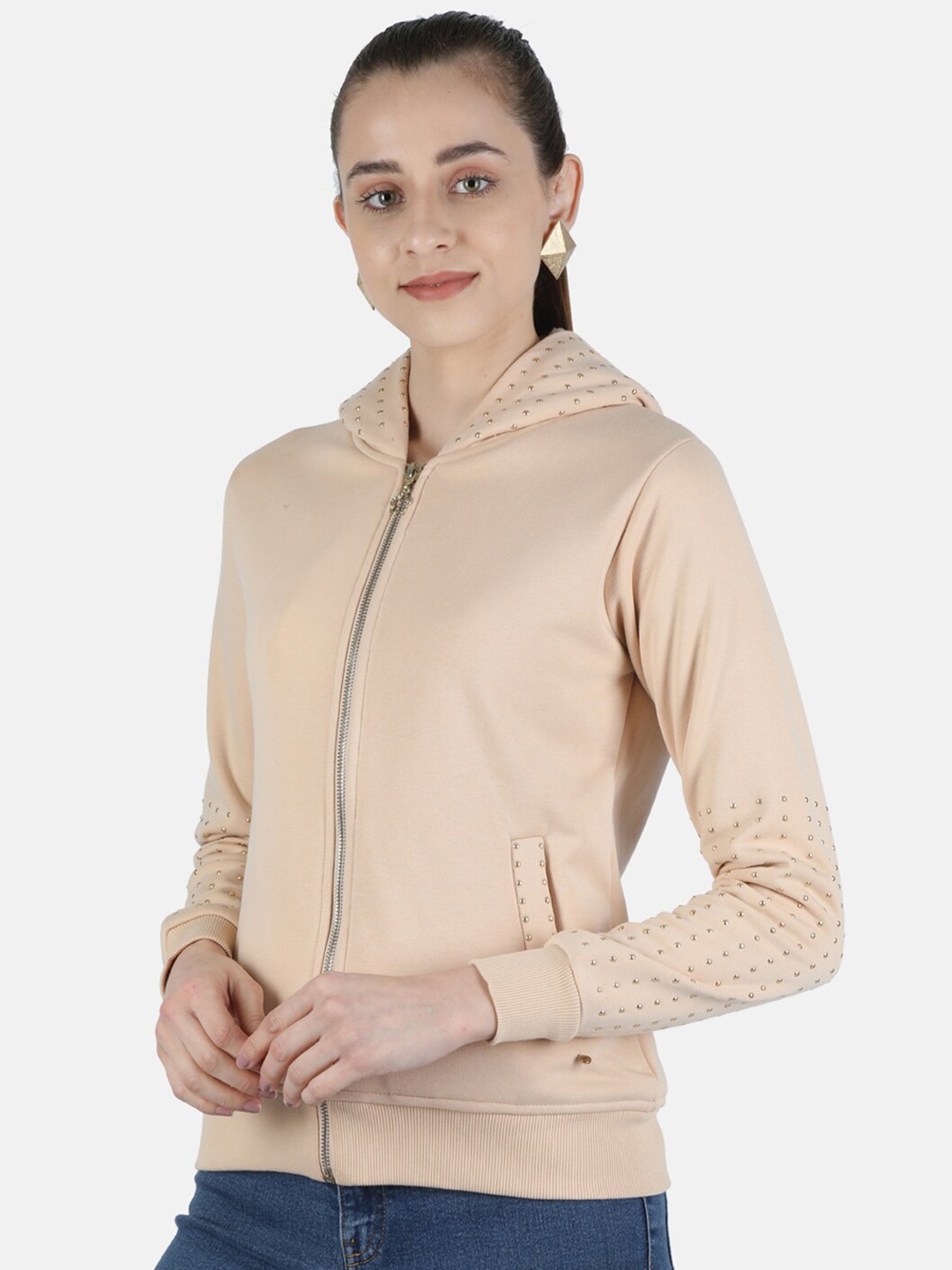 

Monte Carlo Women Beige Hooded Sweatshirt