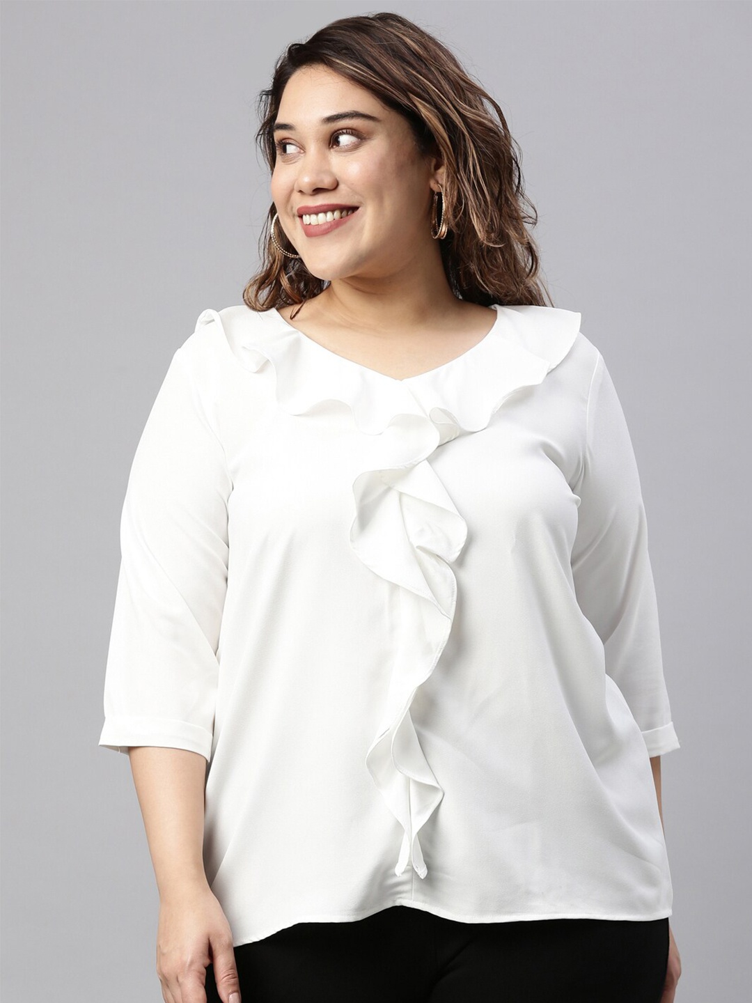 

The Pink Moon White Ruffles Top