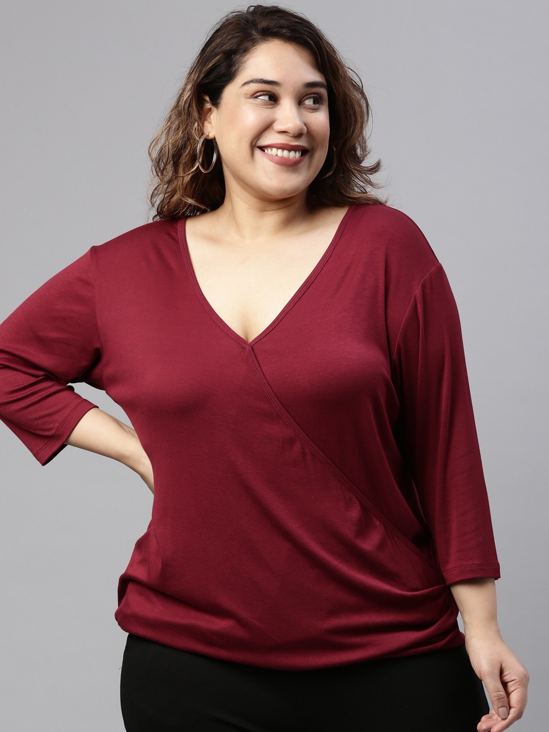

The Pink Moon Maroon Wrap Top