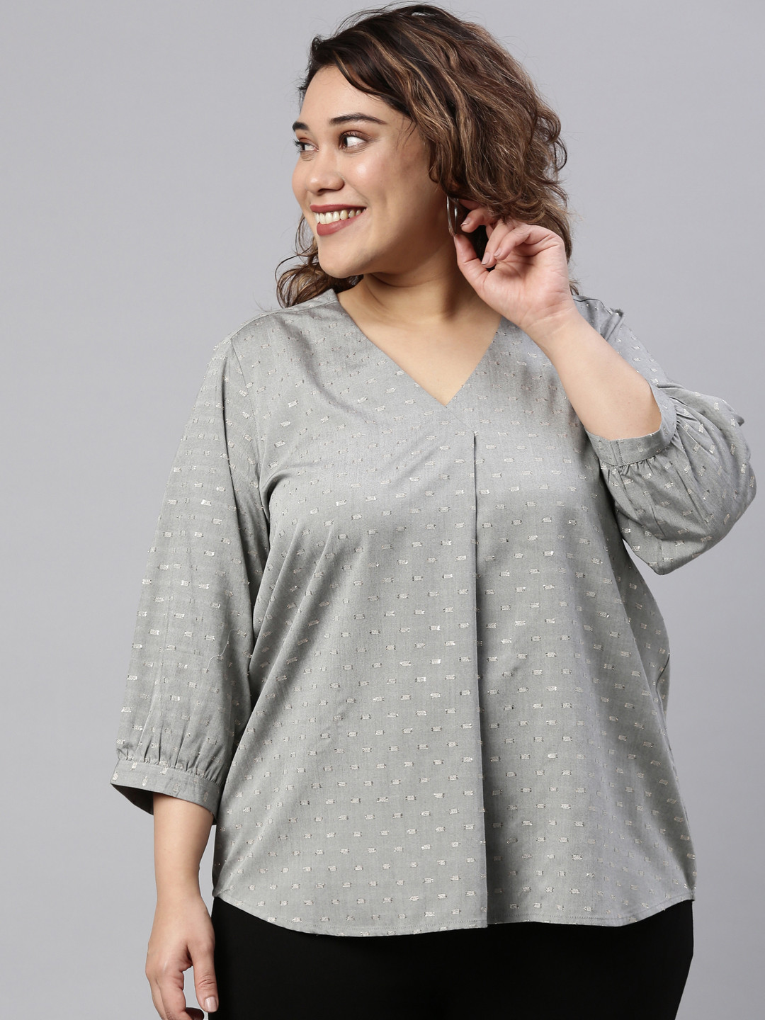 

The Pink Moon Grey Pure Cotton Top