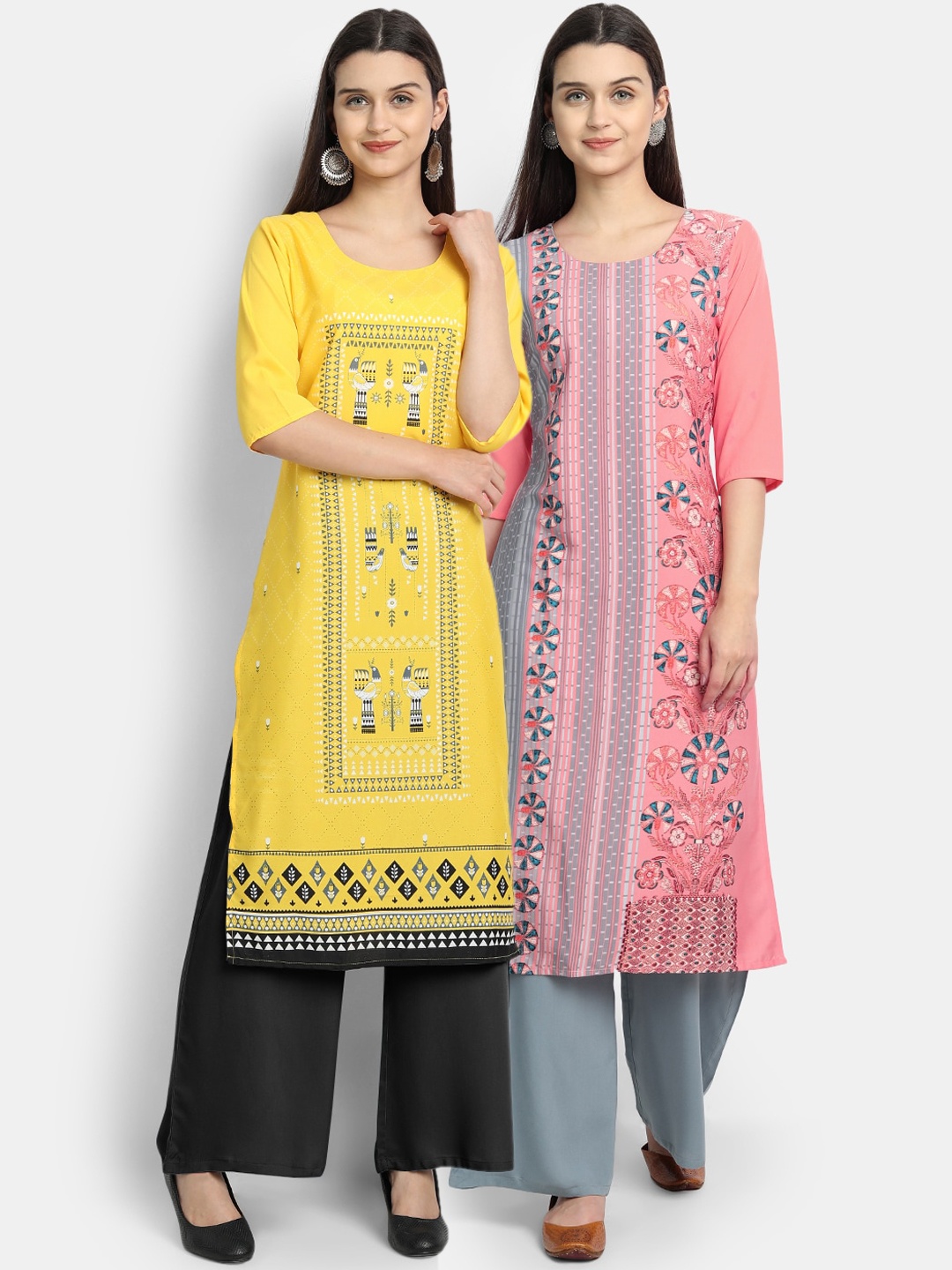 

7Threads Women Set of 2 Multicoloured Crepe Kurta, Multi