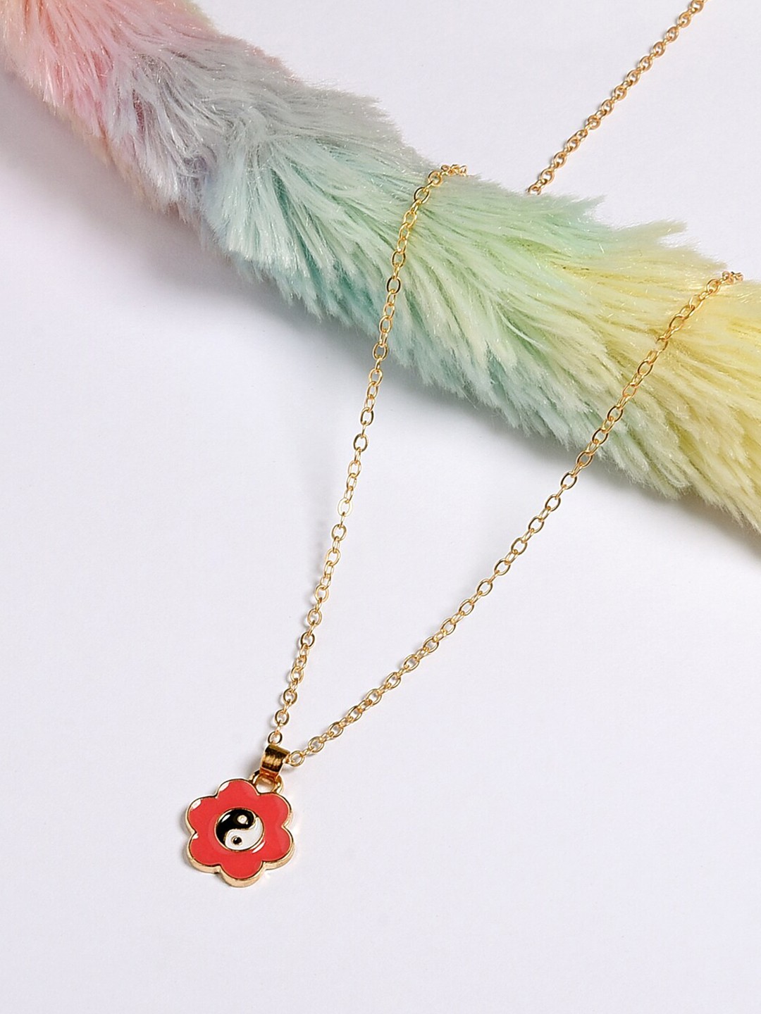 

Toniq Kids Girls Gold-Toned & Pink Gold-Plated Necklace