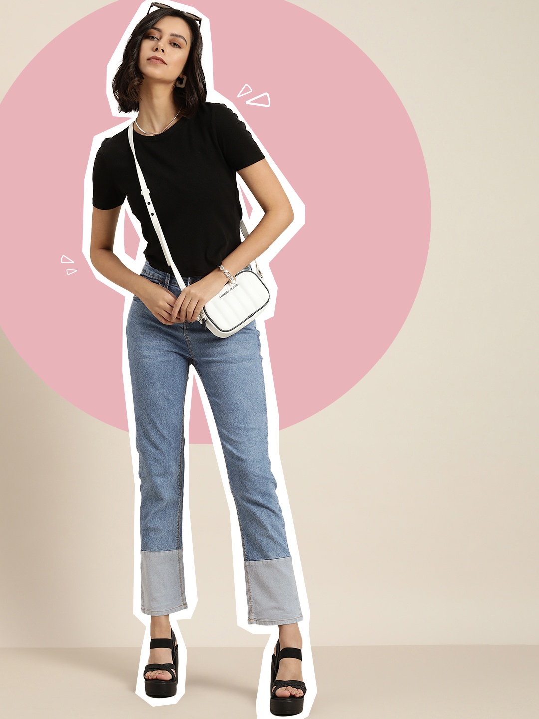 

Moda Rapido Women Blue Straight Fit High-Rise Colourblocked Stretchable Jeans