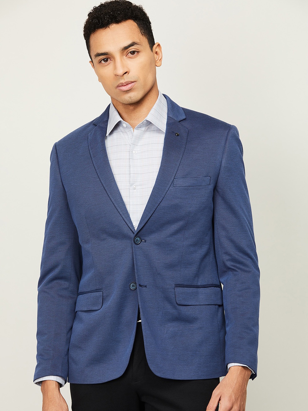 

CODE by Lifestyle Men Blue Solid Single-Breasted Slim-Fit Formal Blazer