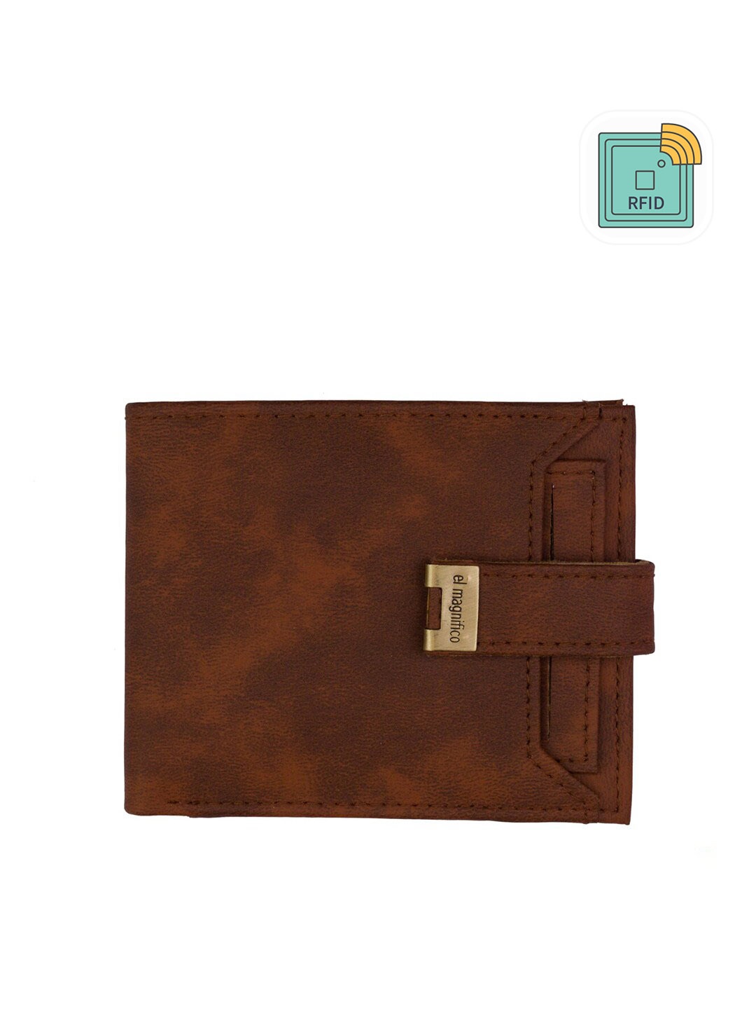 

EL MAGNIFICO Men Brown Solid Two Fold Wallet with RFID