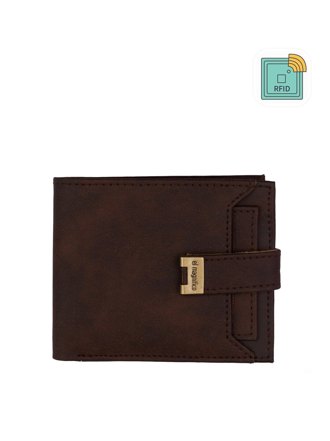 

EL MAGNIFICO Men Brown RFID Protected Two Fold Wallet
