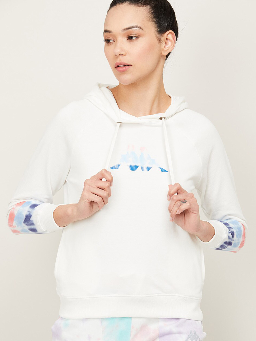 

Kappa Women White Printed Hooded Sweatshirt