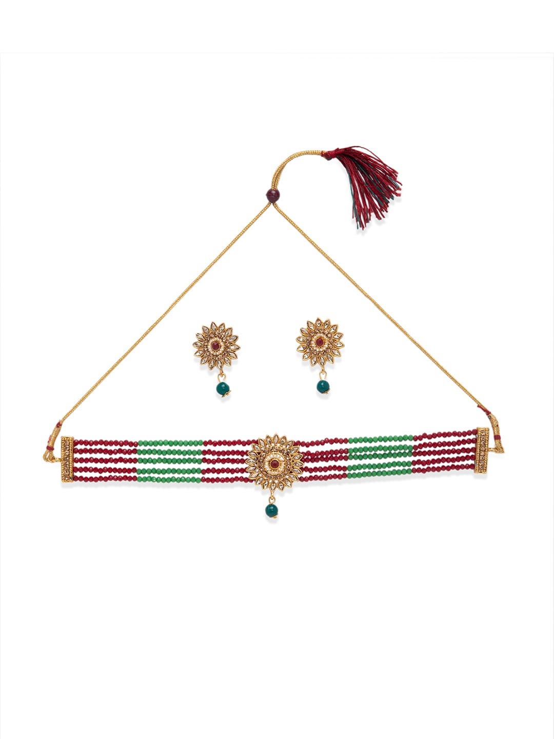 

STEORRA JEWELS Gold-Plated Kundan-Studded Jewelry Set