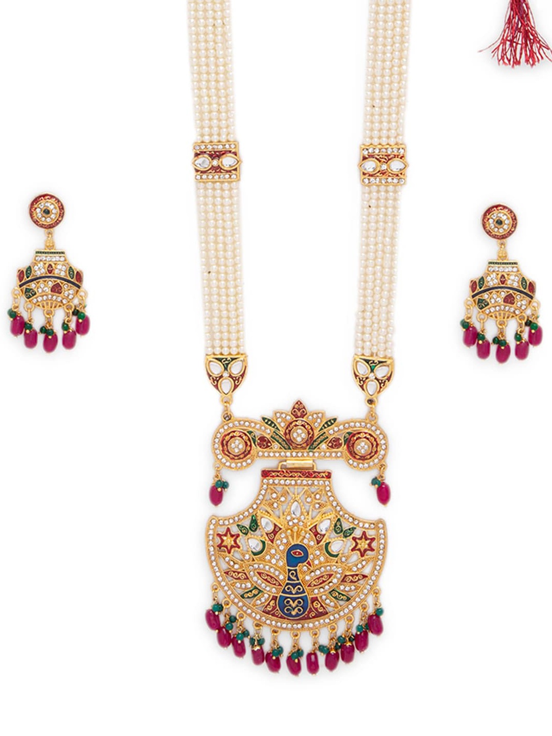 

STEORRA JEWELS Gold-Plated White Kundan-Studded Jewelry Set