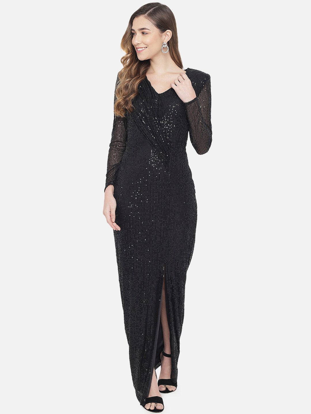 

Just Wow Black Embellished Maxi Dress