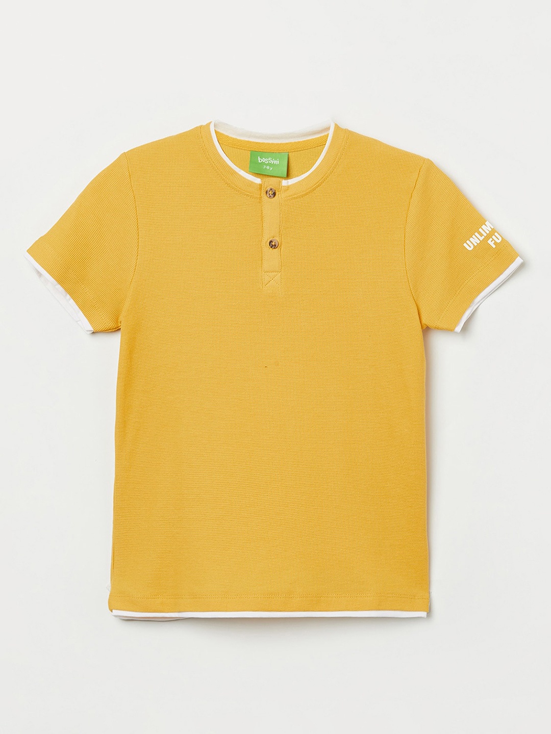 

Bossini Boys Yellow Henley Neck T-shirt