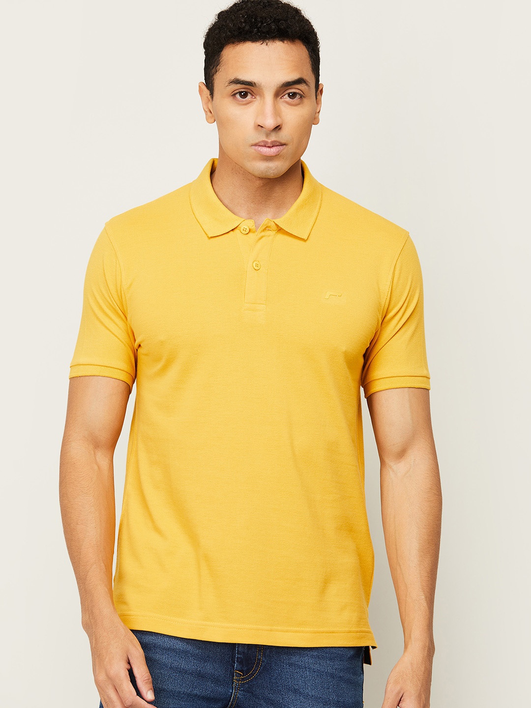 

Fame Forever by Lifestyle Men Mustard Yellow Polo Collar T-shirt