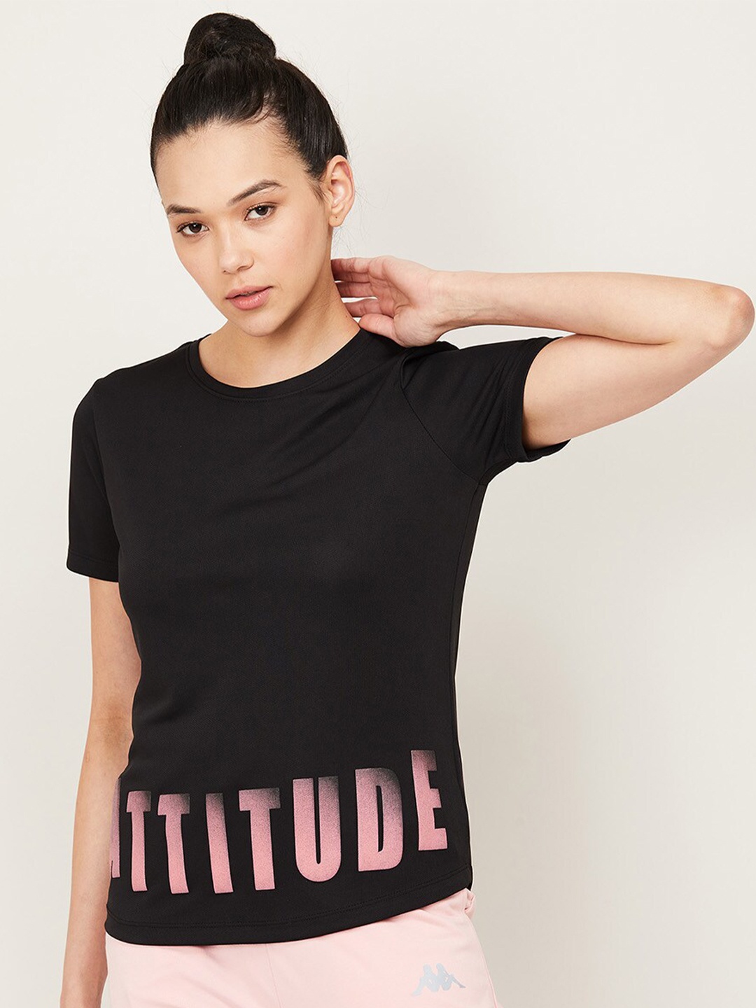 

Kappa Women Black Typography Printed T-shirt