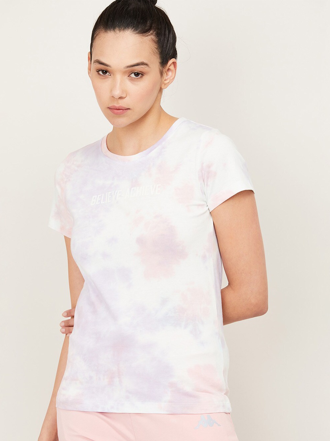 

Kappa Women White Tie and Dye Printed T-shirt