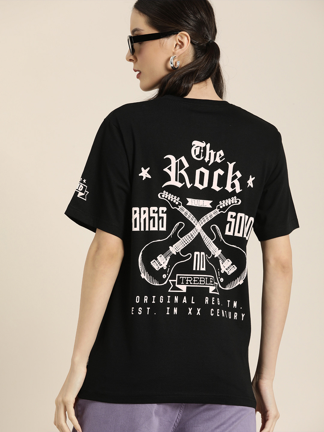 

DILLINGER Women Black & White Back Typography Print Cotton Oversized Longline T-shirt