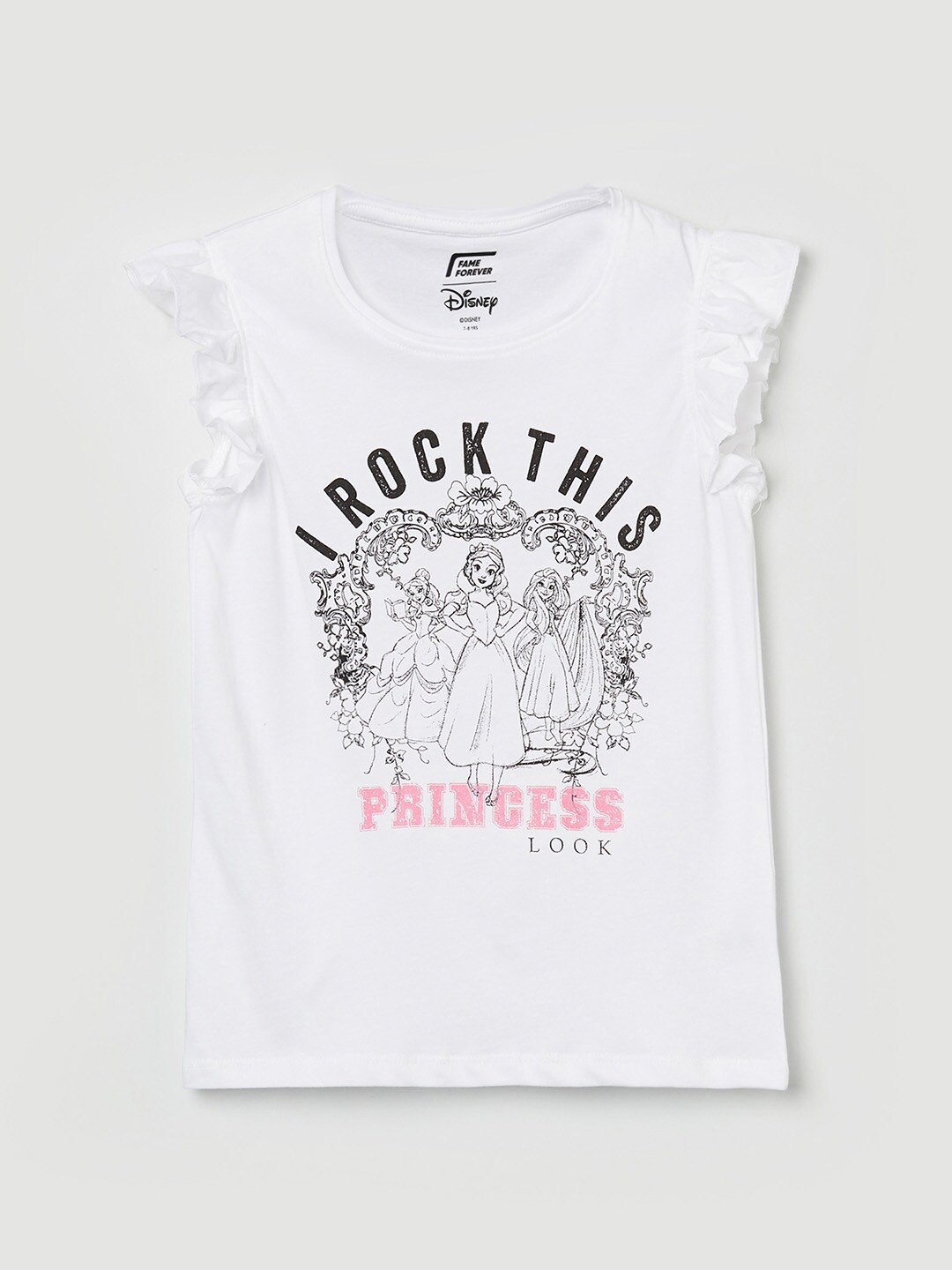 

Fame Forever by Lifestyle Girls White Printed Pure Cotton Top