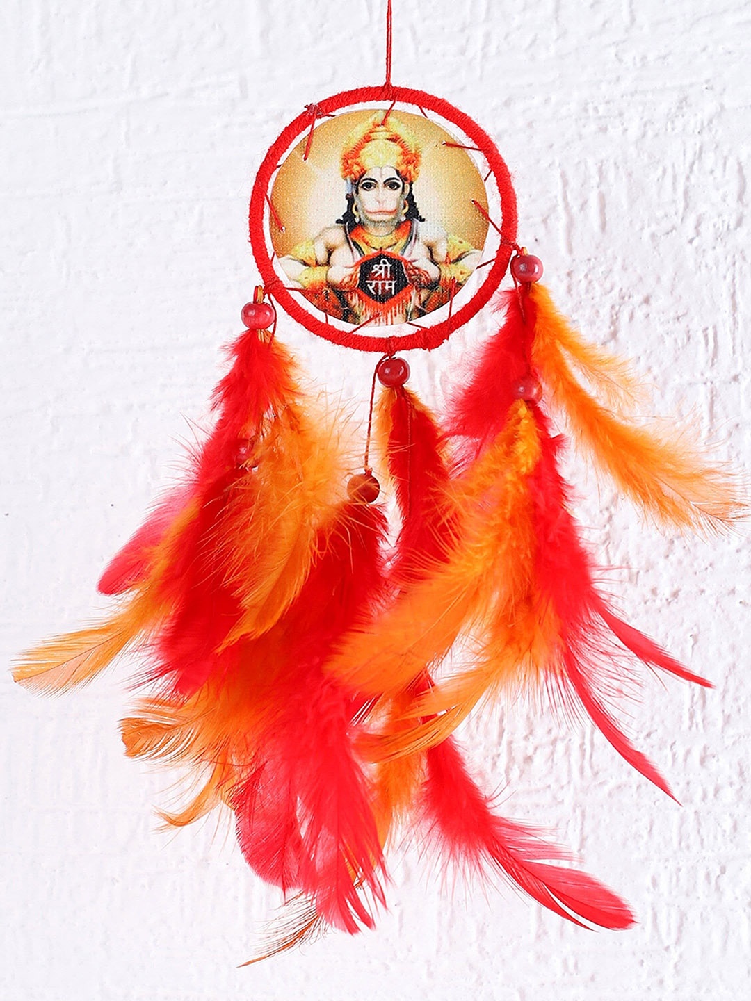 

Rooh Red & Orange Handmade Hanuman Ram Canvas Car Hanging