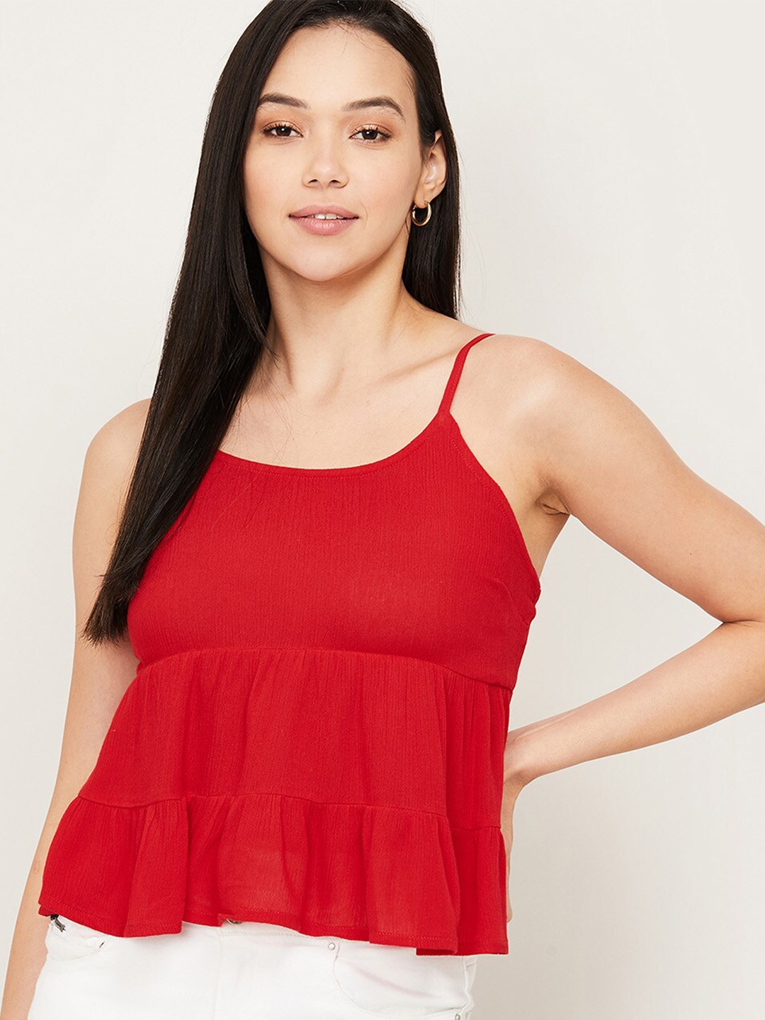 

Ginger by Lifestyle Women Red Empire Top