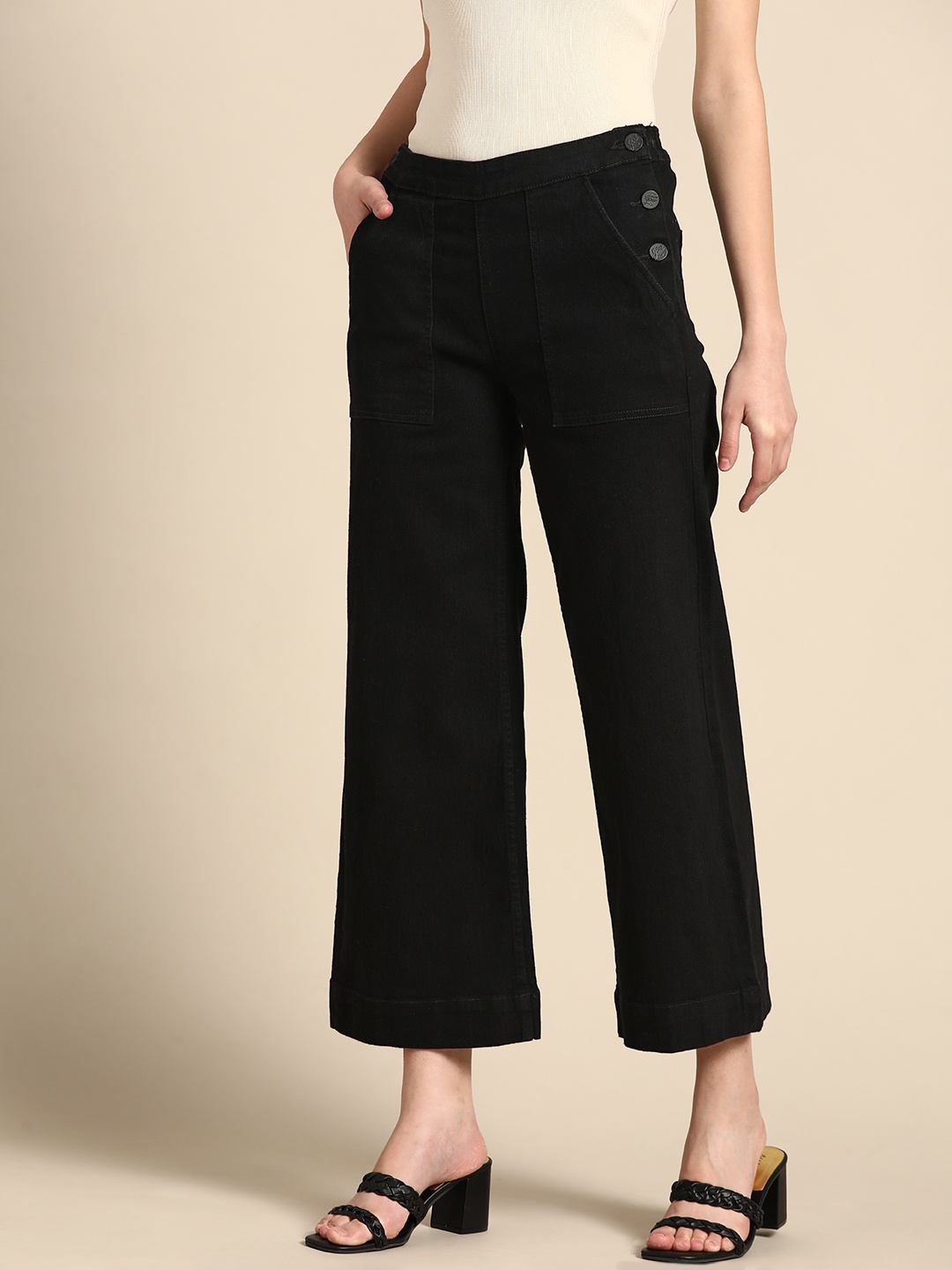 

all about you Women Black Solid Flared Stretchable Jeans
