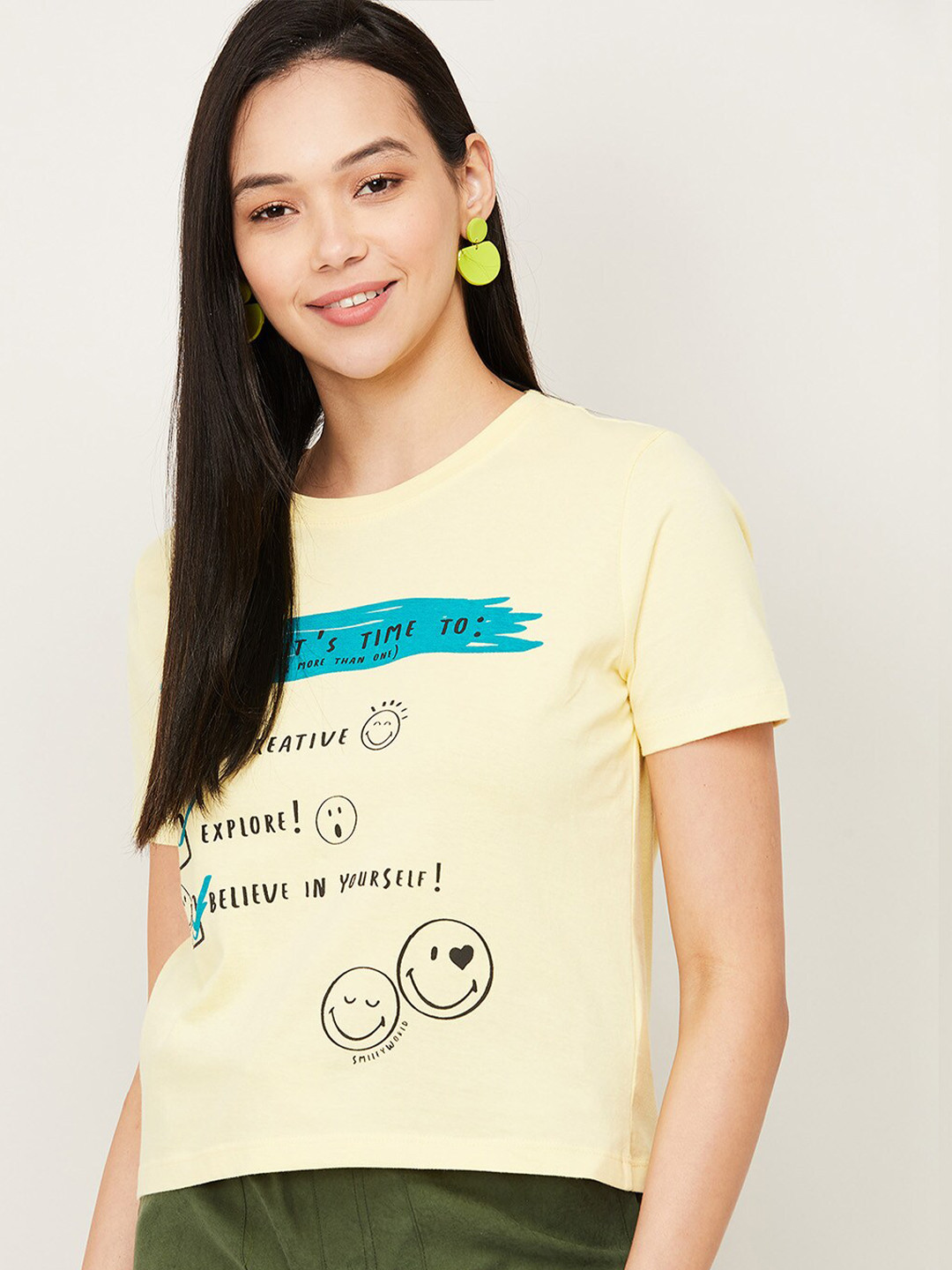 

SmileyWorld Yellow Print Top
