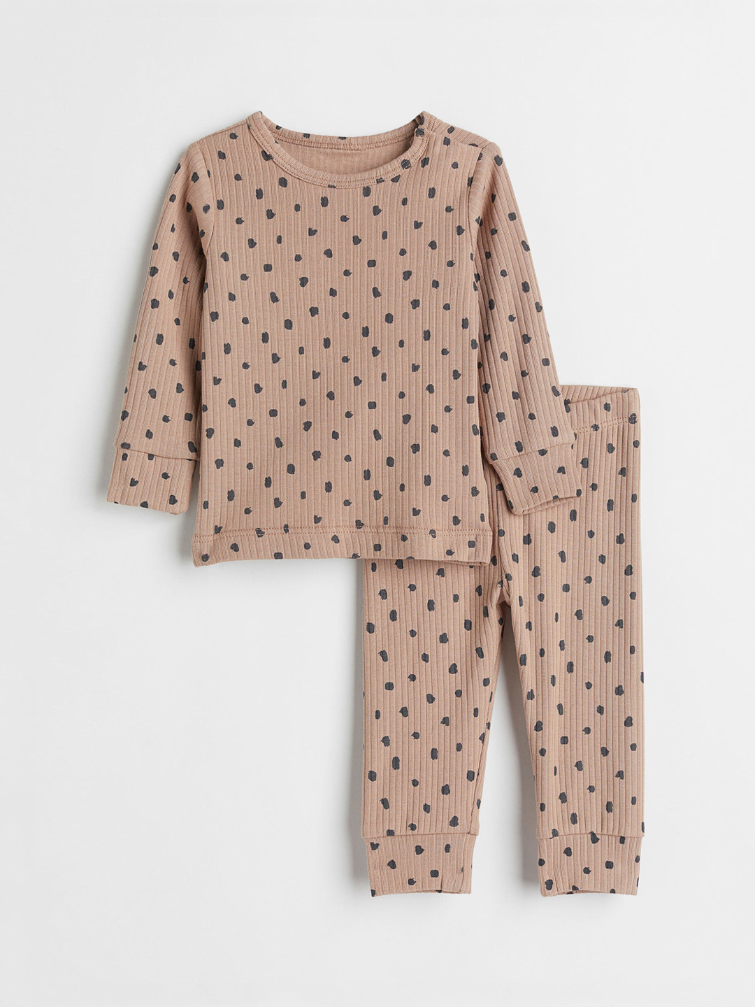 

H&M Girls Beige 2-Piece Ribbed Cotton Set